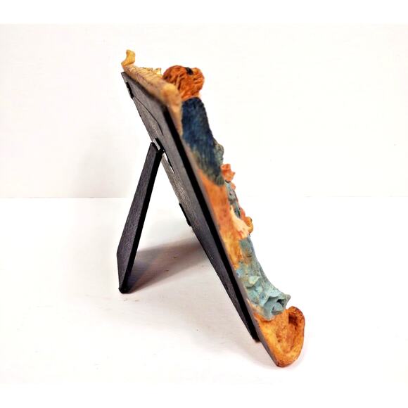 Vintage Holiday Frame Angel Sheep and Lion Bless Our Earth Poem 3-D Carved Resin - Picture 8 of 8